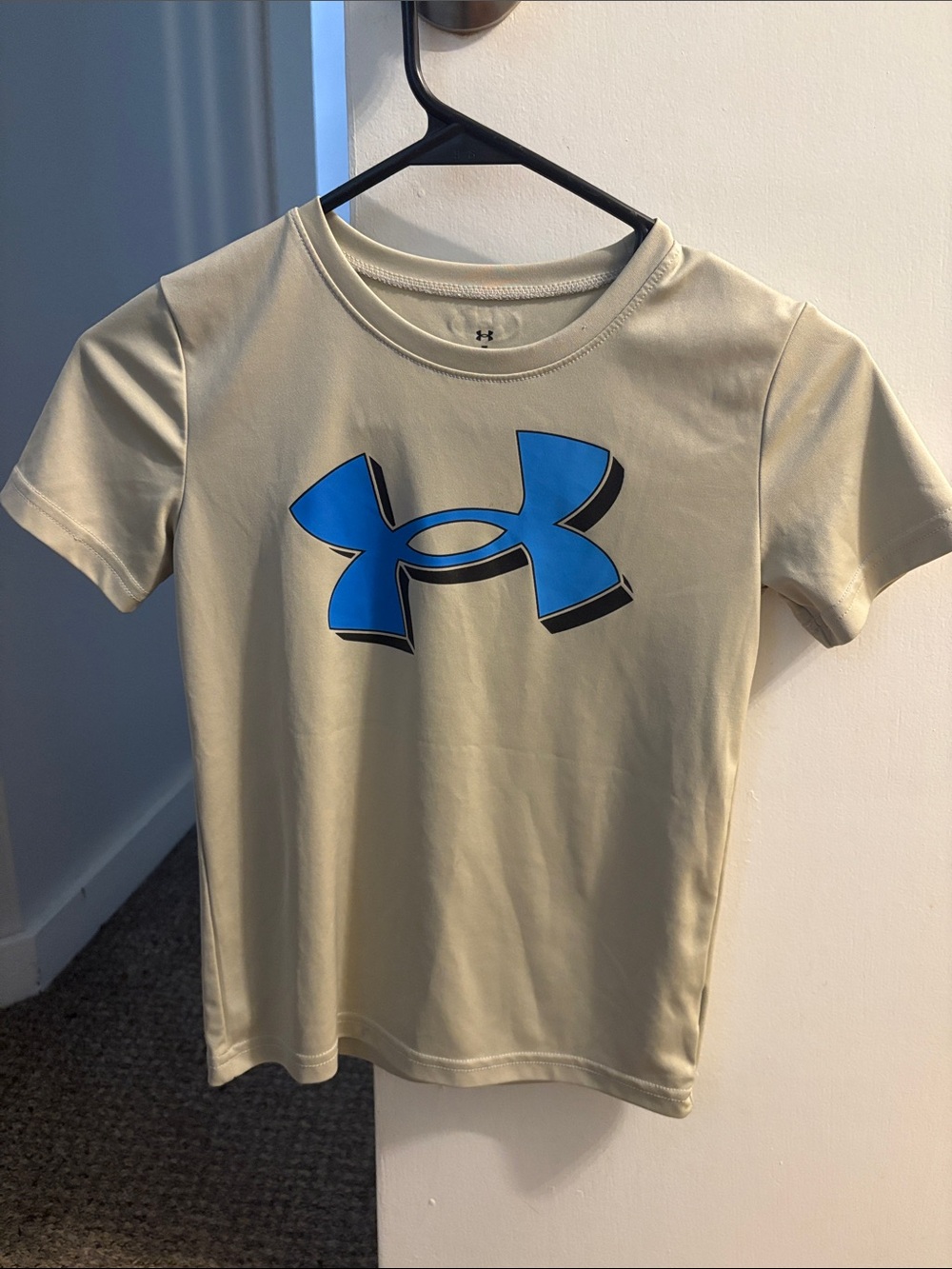 Under Armour Beige Short Sleeve Tee with Blue Logo